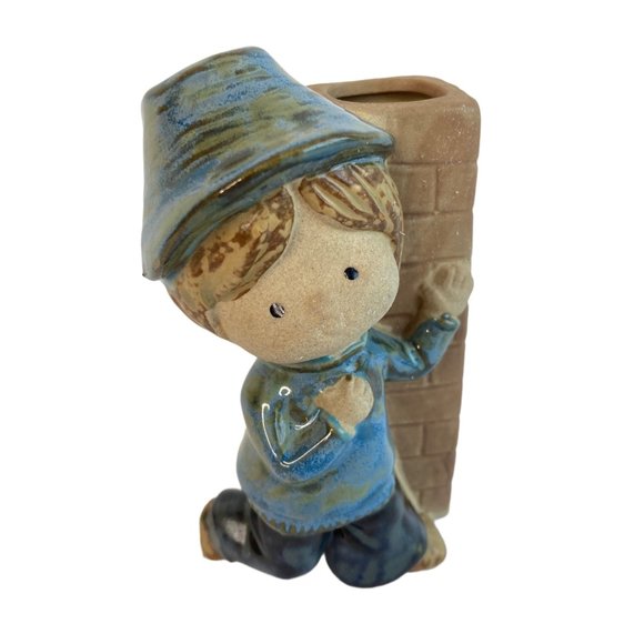 Vintage UCTCI Little Boy Bud Vase Figurine Ceramic Stoneware Japan 1970's - Picture 8 of 12